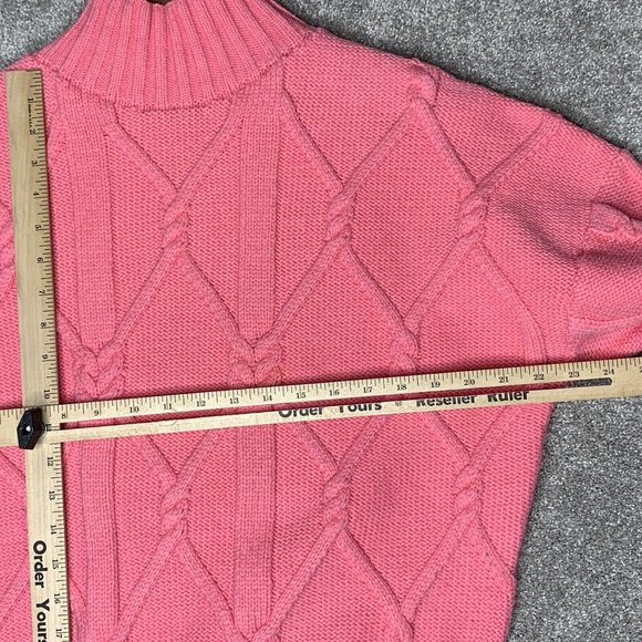 J. Crew Collection Womens Sweater Cable Knit Large L Pink Mock Neck Barbiecore - Picture 5 of 11